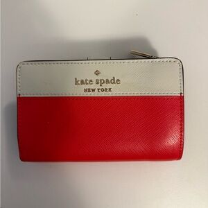 Kate Spade Dark Coral, Navy Blue, and White Wallet